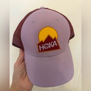 Hoka Lavender and Burgundy Logo Trucker Cap